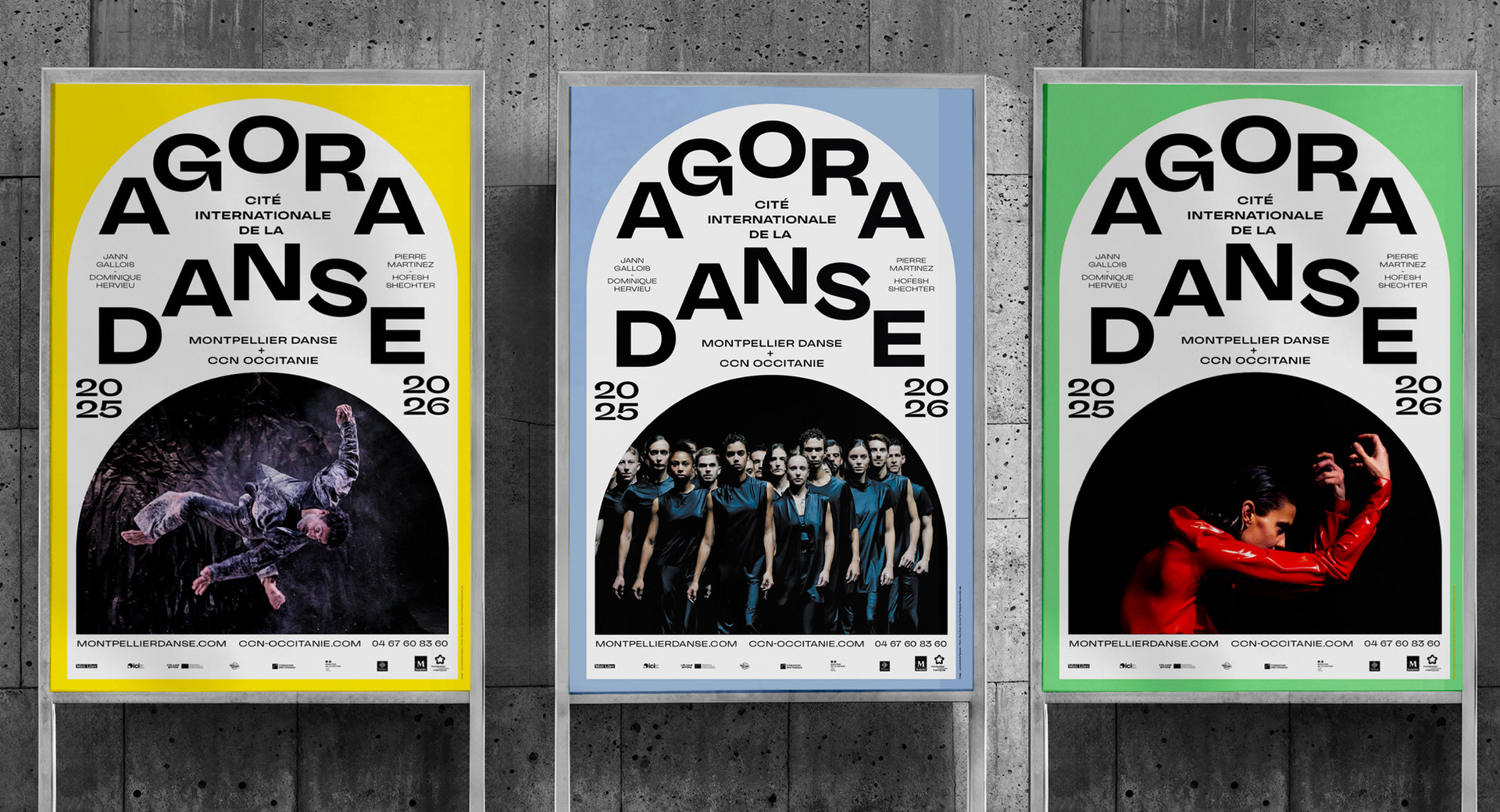 Les produits de l'épicerie, design graphique, identité visuelle et documents de communication 2025/2026 de L'Agora, Cité Internationale de la Danse, Montpellier