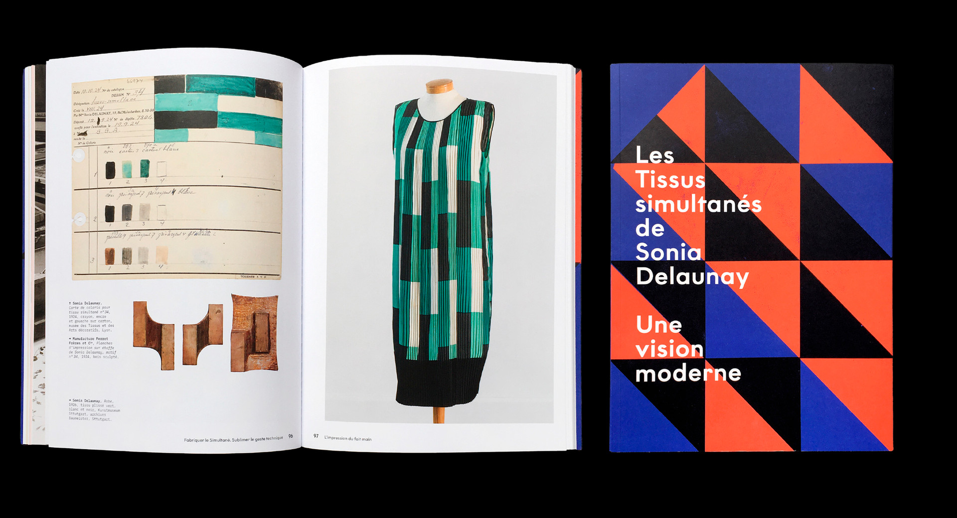 Les produits de l'épicerie, design graphique, catalogue de l’exposition «  Les tissus simultanés de Sonia Delaunay, une vision moderne » au Musée d’art et d’histoire Paul Éluard de Saint-Denis