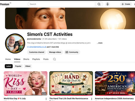 My YouTube channel - www.youtube.com/simondementia