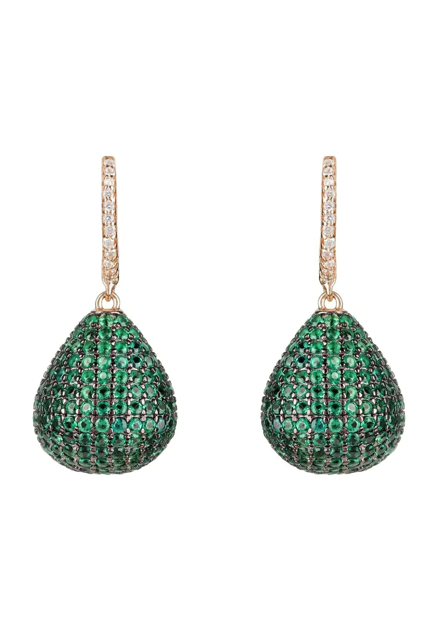 Valerie Pear Drop Gemstone Earring Rosegold Emerald Green.