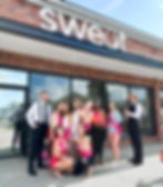 Joyful bachelorette celebration: A large group of women radiating happiness and excitement during their memorable gathering at our fitness studio