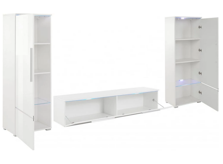 Miniatura: Meblościanka do salonu Amber Biały/biały połysk