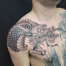 traditional black and grey dragon