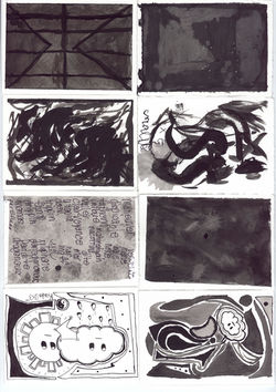 Collage of black and white abstracti