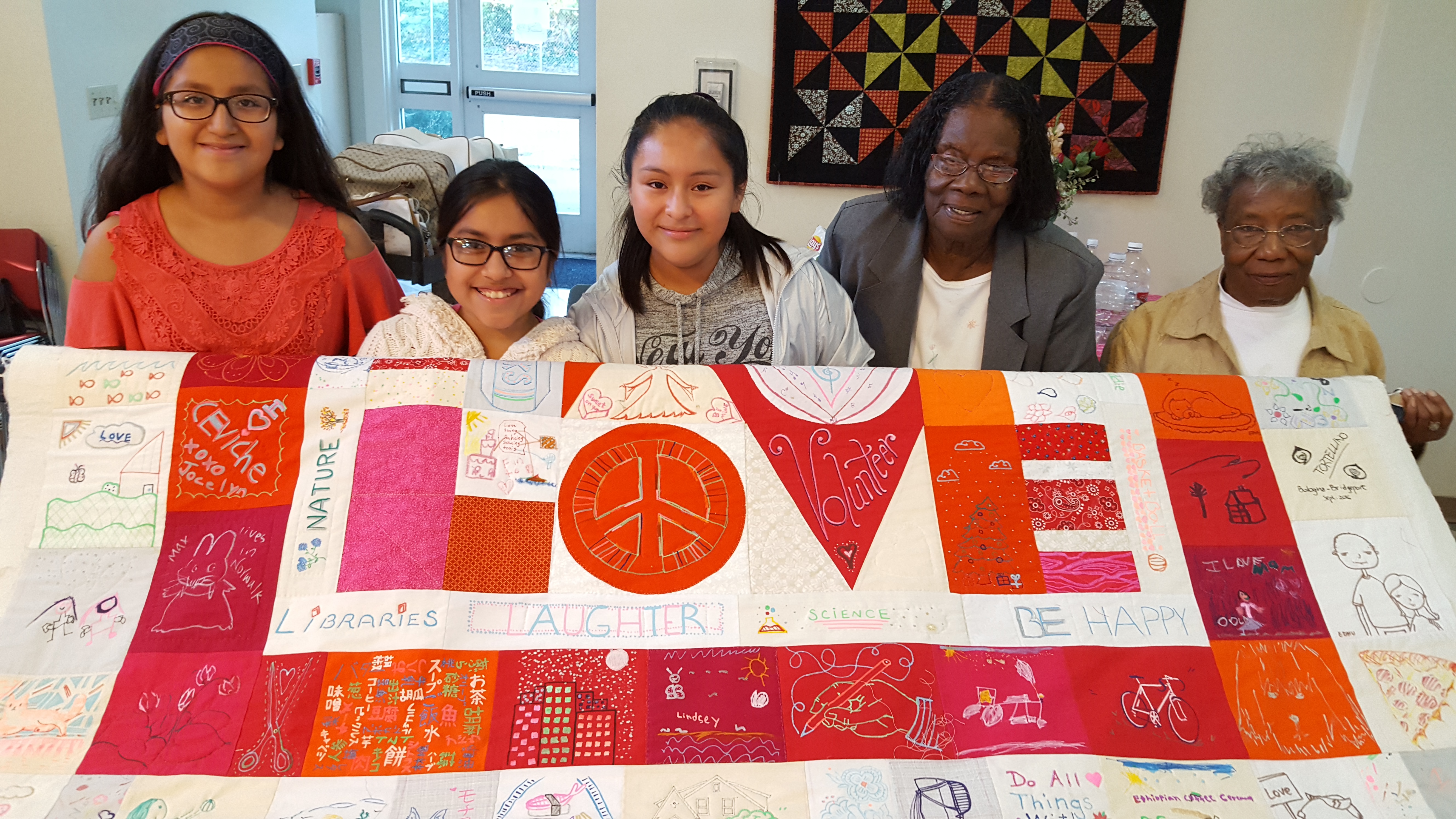 The Love Quilt on the frame