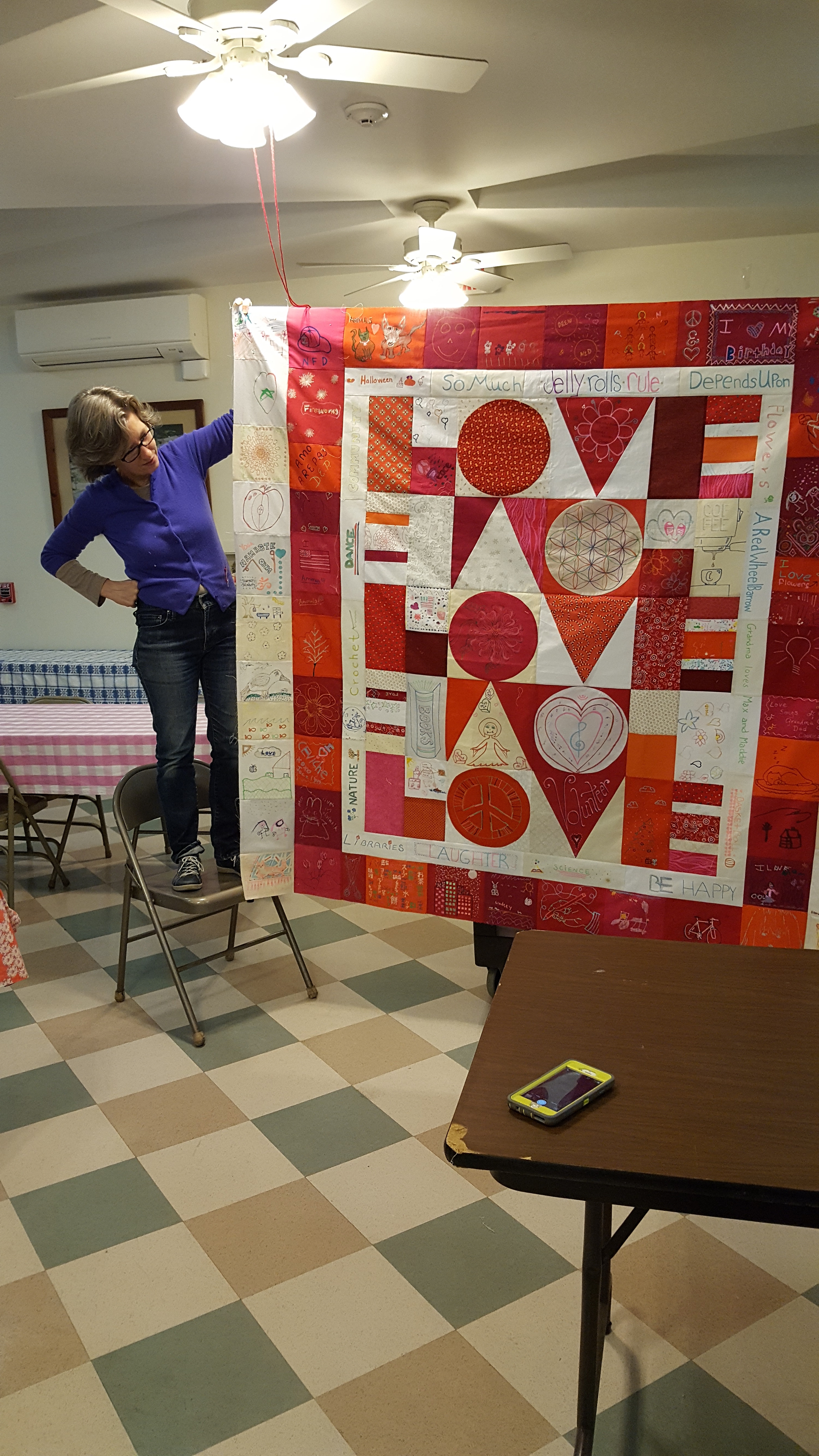 Lizzy with LOVE quilt in progress