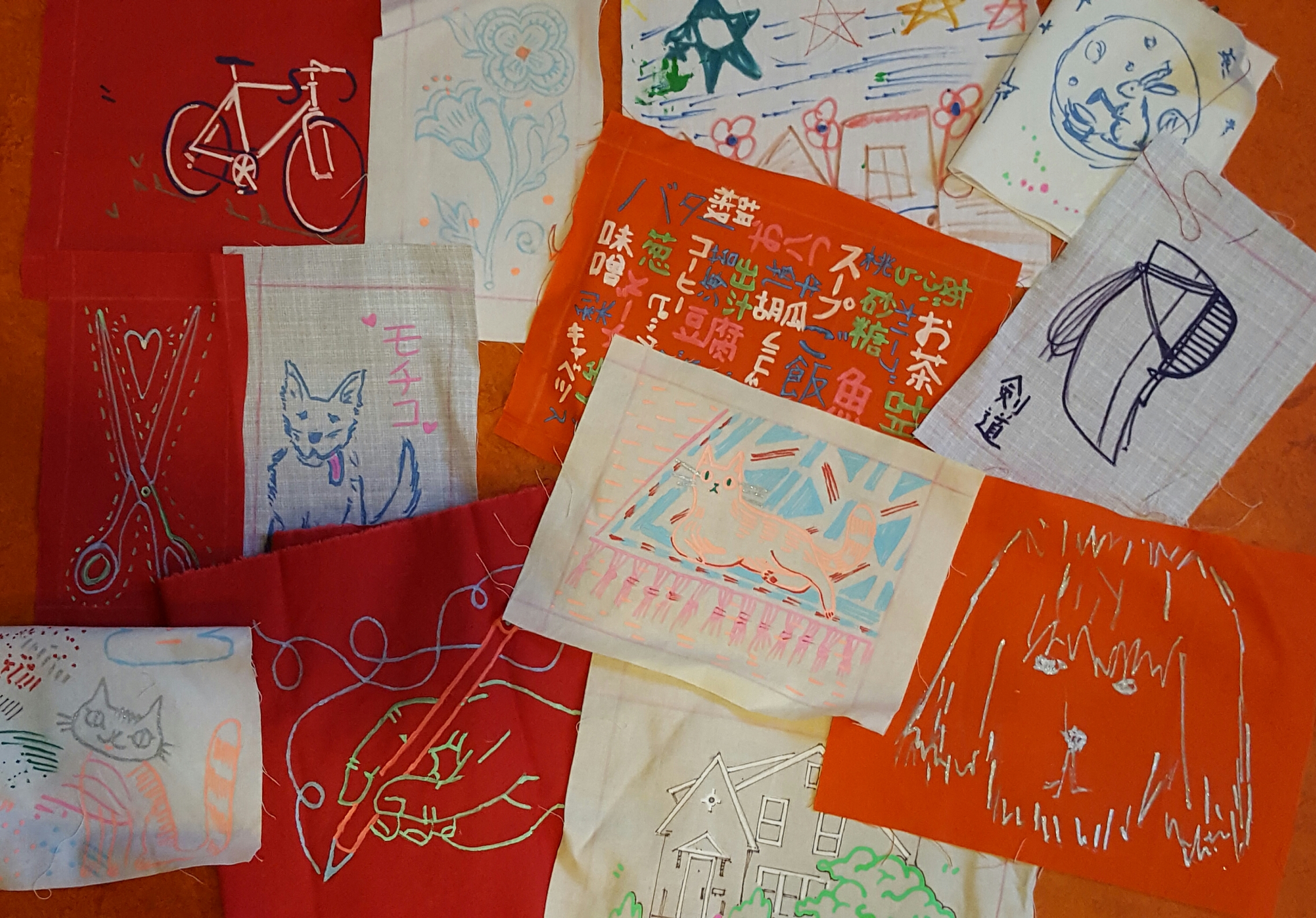 LOVE fabric art pile