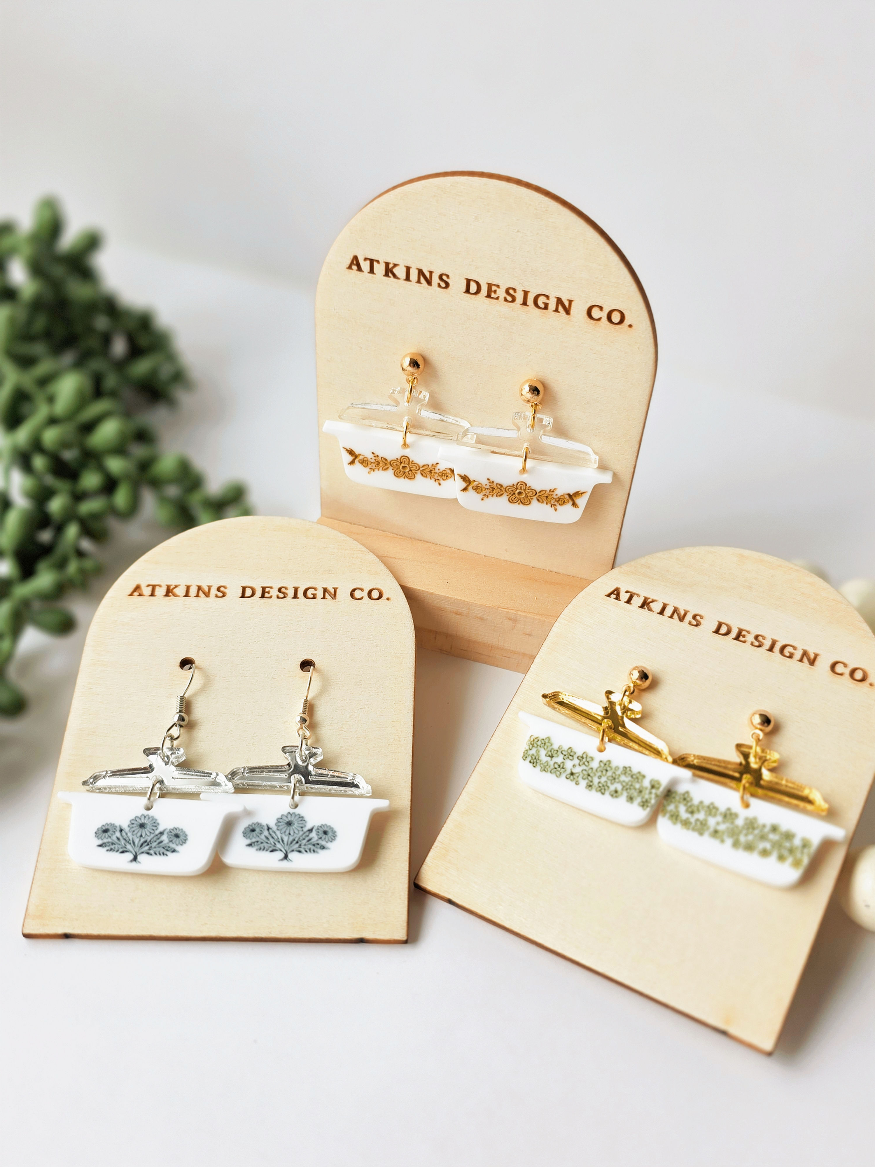Corning Ware Inspired Acrylic Earrings