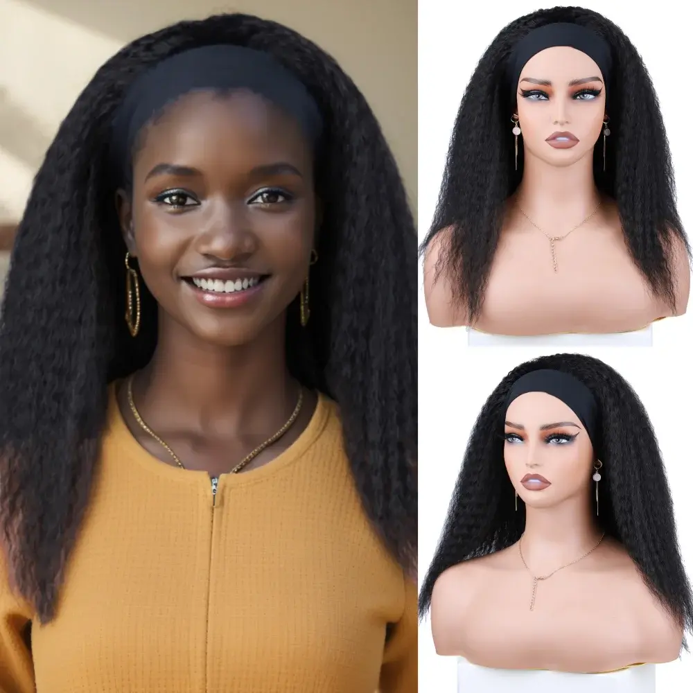 Short Kinky Straight Synthetic Wig High Puff Synthetic Hair Wig Afro Style Wig
