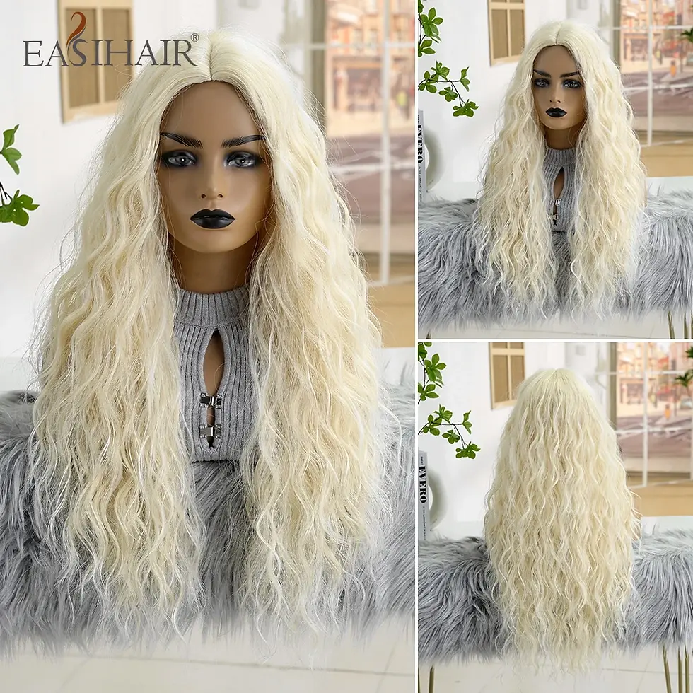 Thumbnail: Women Natural Hair Wavy Wigs Middle  Cosplay Heat Resistant Wigs