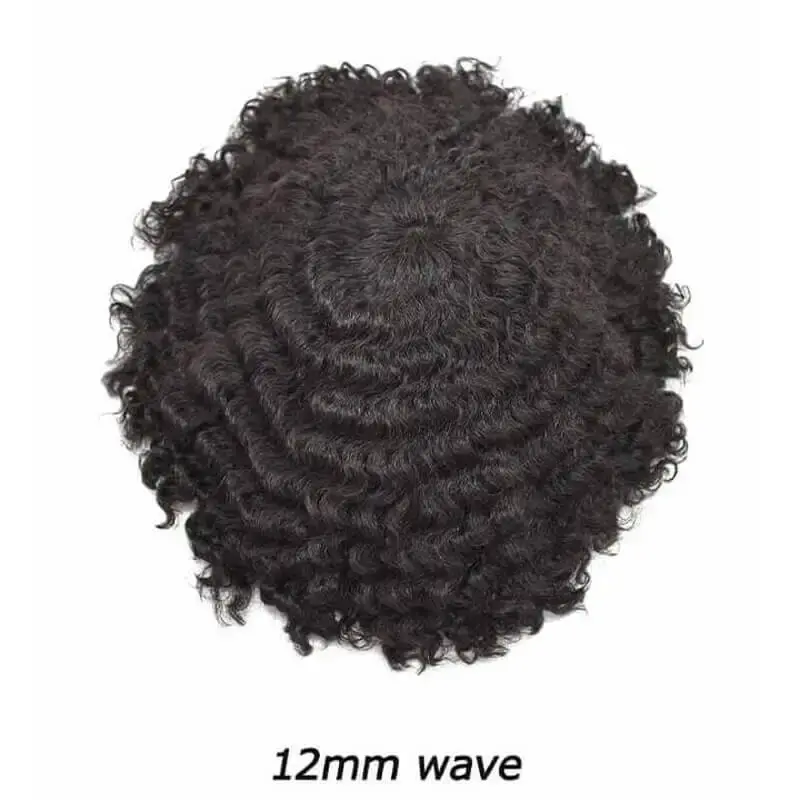 Thumbnail: Water Curly Human Hair Wig for Men Thin Skin Male Toupee Human Hair Full PU