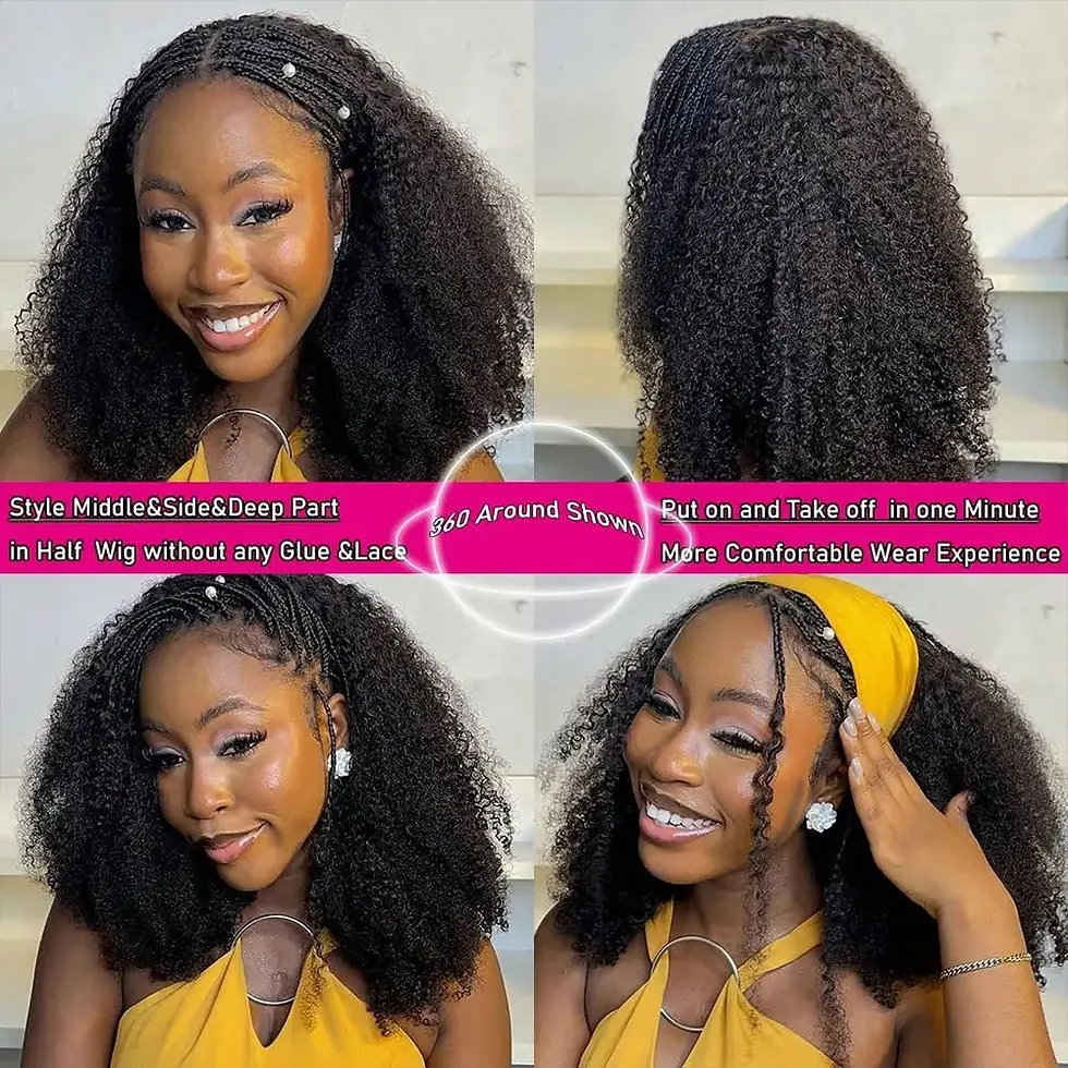 Thumbnail: Jerry Curly Half Wig Human Hair Seamless Kinky Curly 3 in 1 Half Wig  Machine