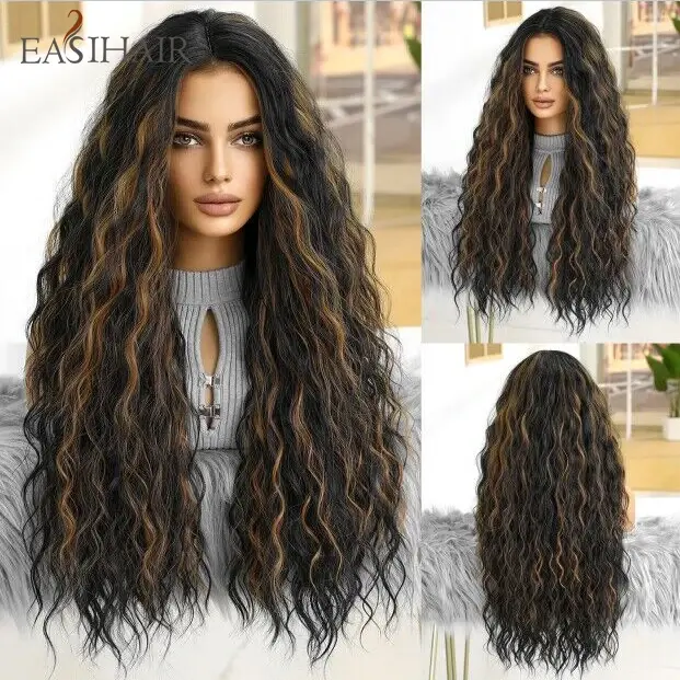 Thumbnail: Women Natural Hair Wavy Wigs Middle  Cosplay Heat Resistant Wigs