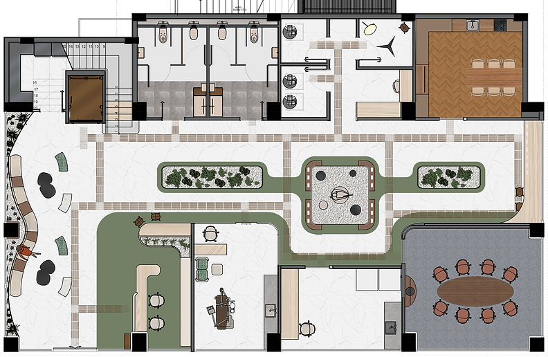 Diş Kliniği ZEMİN KAT RENKLİ PLAN