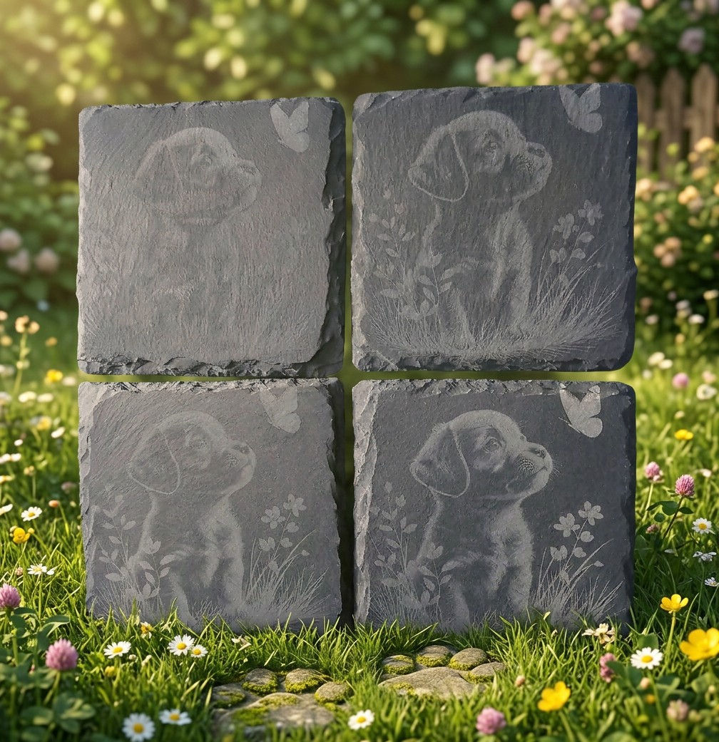 4" Adorable Dog Slate Coasters
