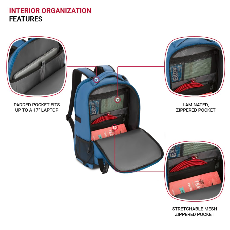 Thumbnail: SwissGear Civic Pro Laptop Backpack, Navy, 18"x13.25"x7"