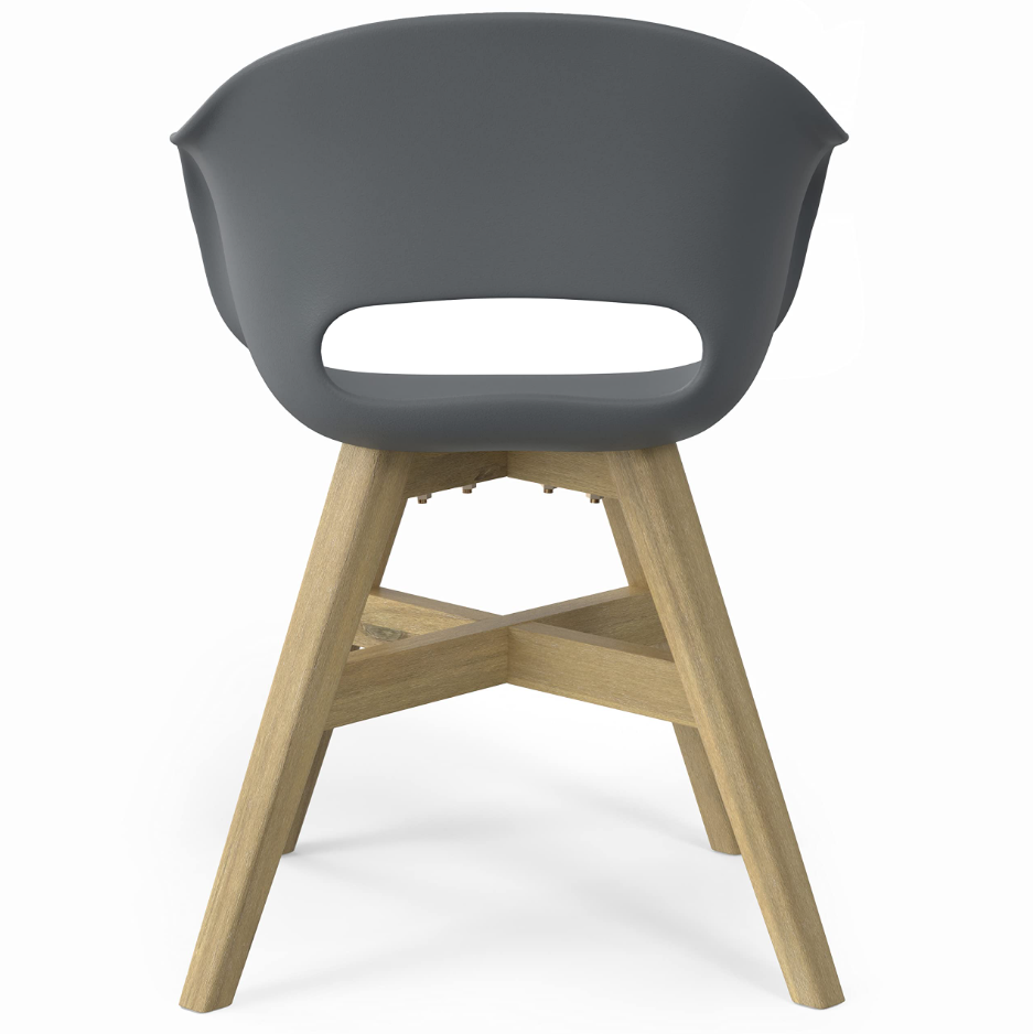 Thumbnail: 24 inch Wide Contemporary Outdoor Dining Chair in Plastic ( Set of 2 ) in Pebble