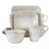 Thumbnail: Elama Ivory Lotus 16 Piece Square Dinnerware Set