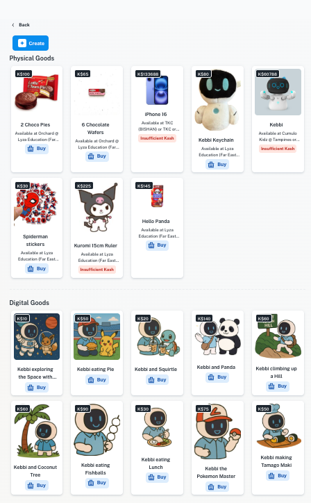 Snapshot of Lyza's Kash store