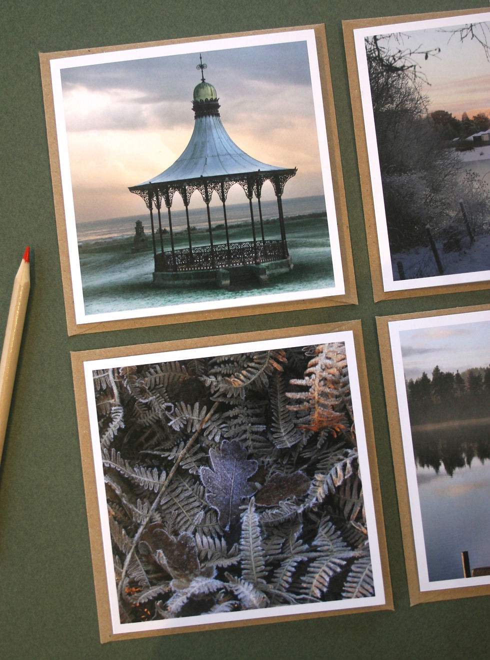 8 'Highland Winter' festive cards, photo eco print, free postage