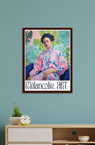 Lady with an attitude in green maximalist art, cool youthful art