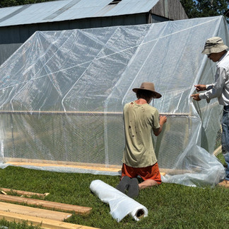 Chicken tractor being built for pasture use at Honeydew Farm.