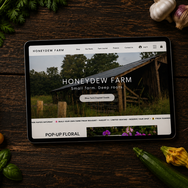 honeydew farm website on iPad