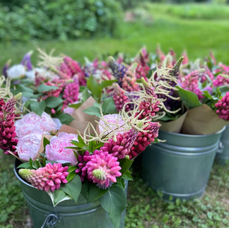 Seasonal flower bouquet grown and arranged at Honeydew Farm