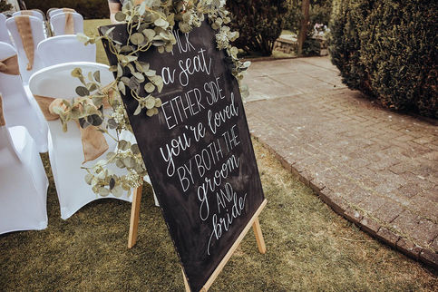 signage at a wedding at Hundith Hill, Cockermouth, Cumbria