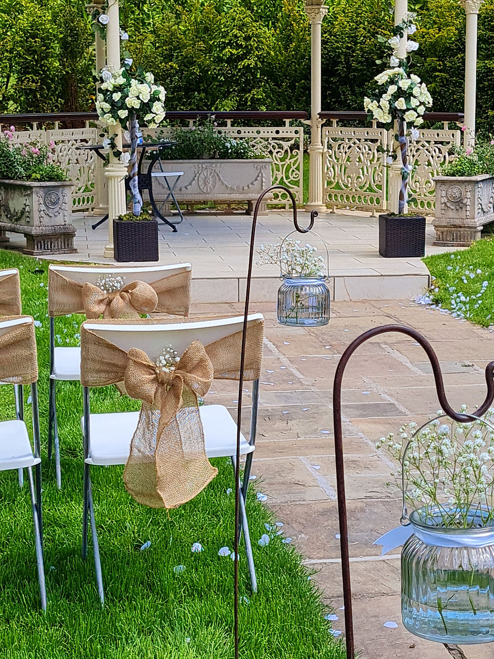 Shepherd's Hook and Mason Jar Aisle Decor