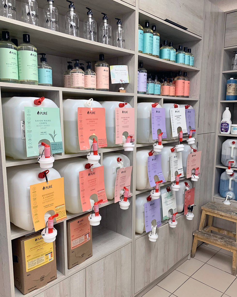 Nous offrons une grande sélection de produits PURE en remplissage à la boutique.