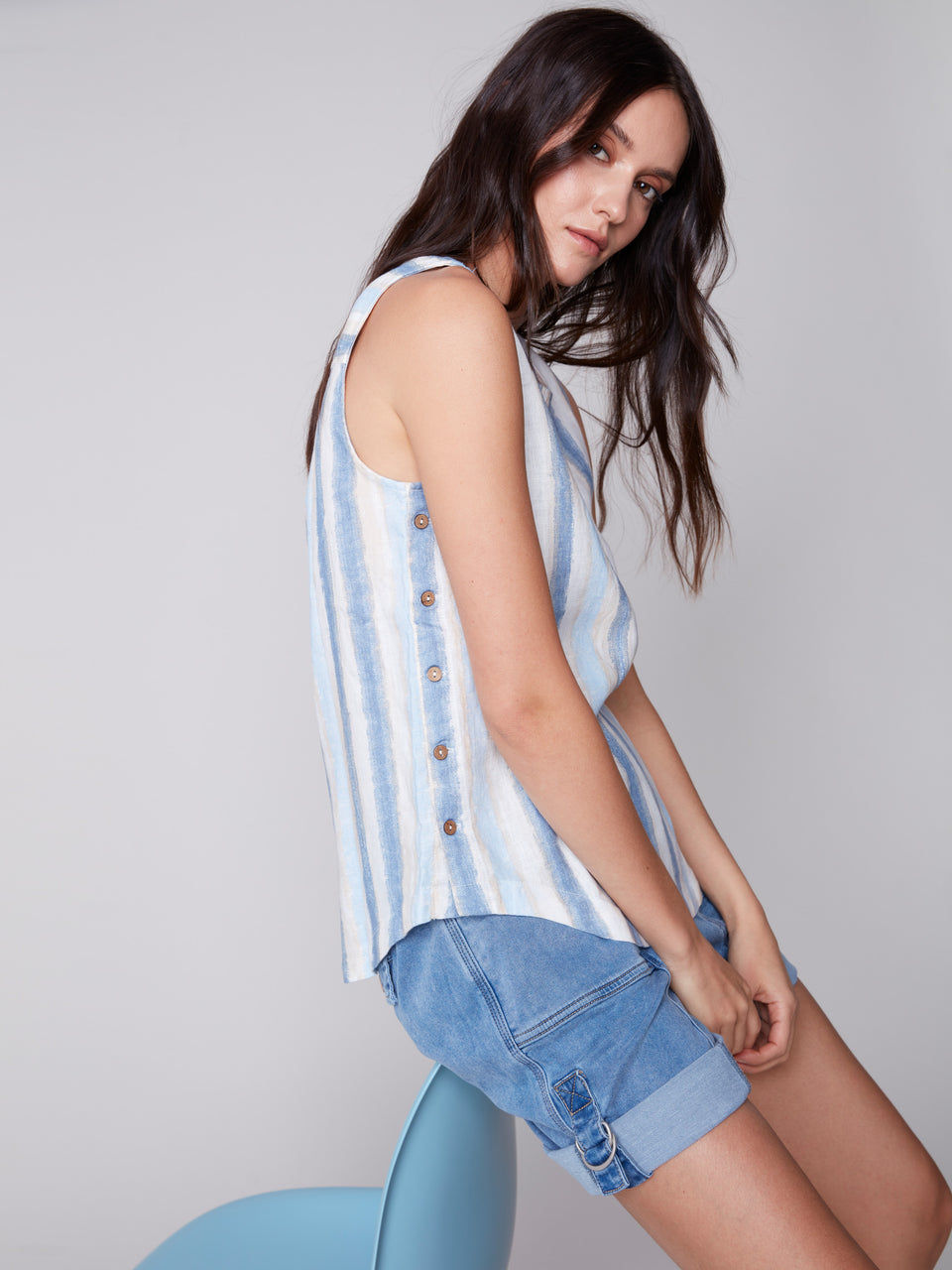 Miniature : Shorts cargo en toile - Chambray