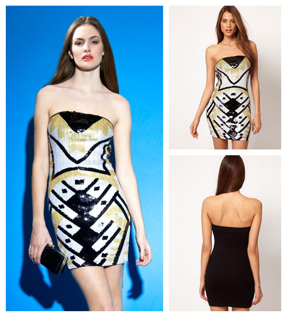 Thumbnail: Lipsy Black & White Sequin Bandeau Dress - JD01369