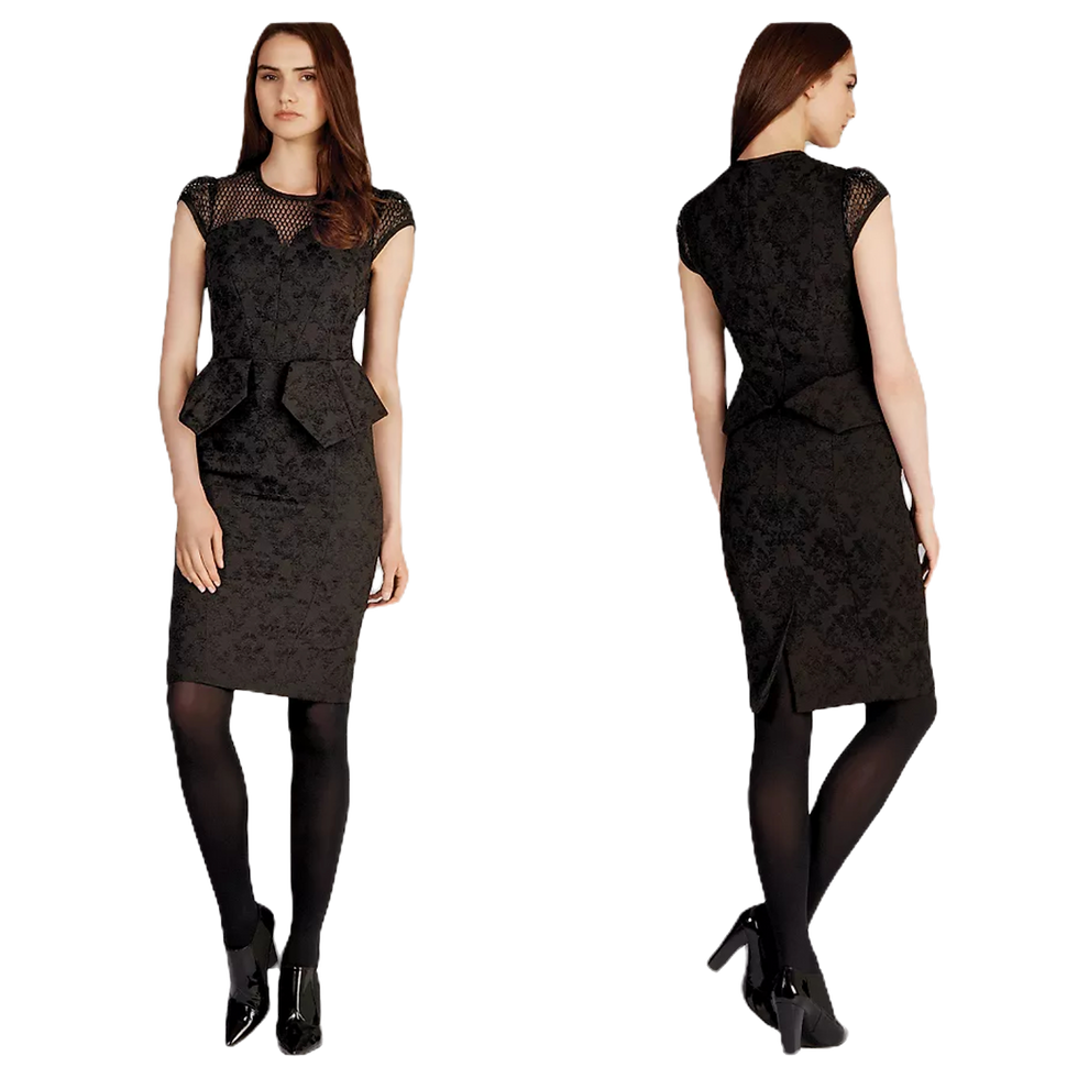 Thumbnail: Karen Millen Black Brocade Floral Dress - DR011
