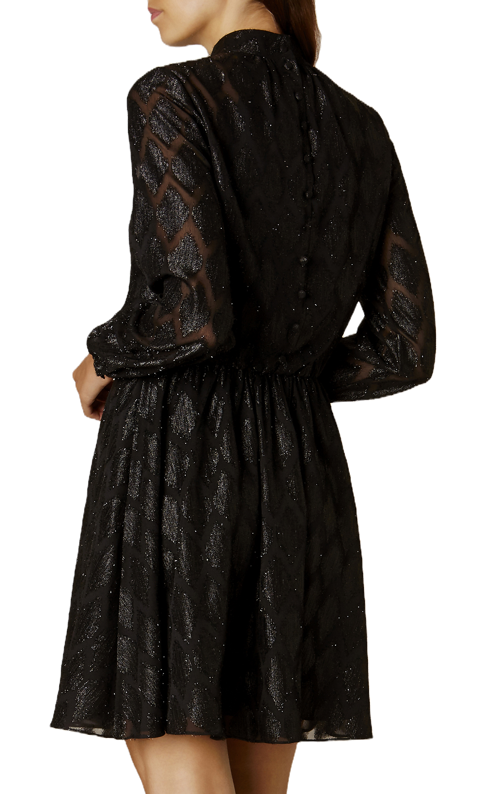 Thumbnail: Karen Millen Black Jacquard Dress - DZ135