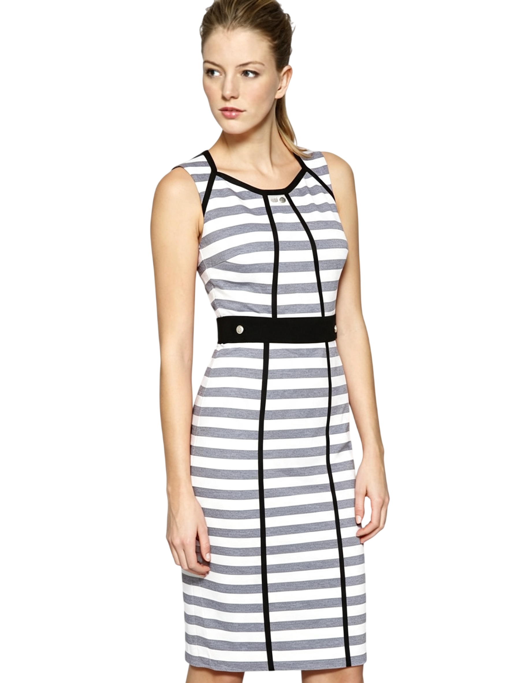 Karen Millen White Striped Pencil Dress - DN001