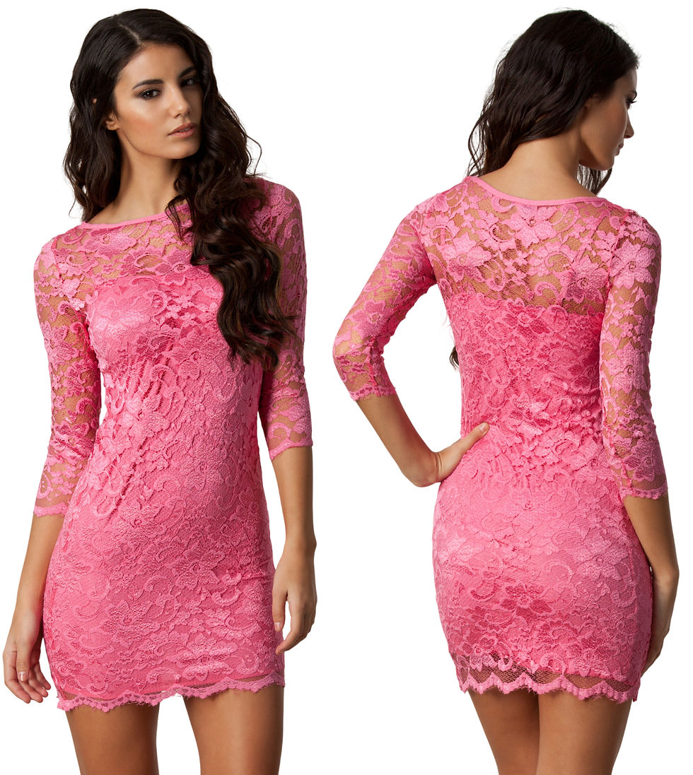 Thumbnail: JOHN ZACK Pink Lace Pencil Dress