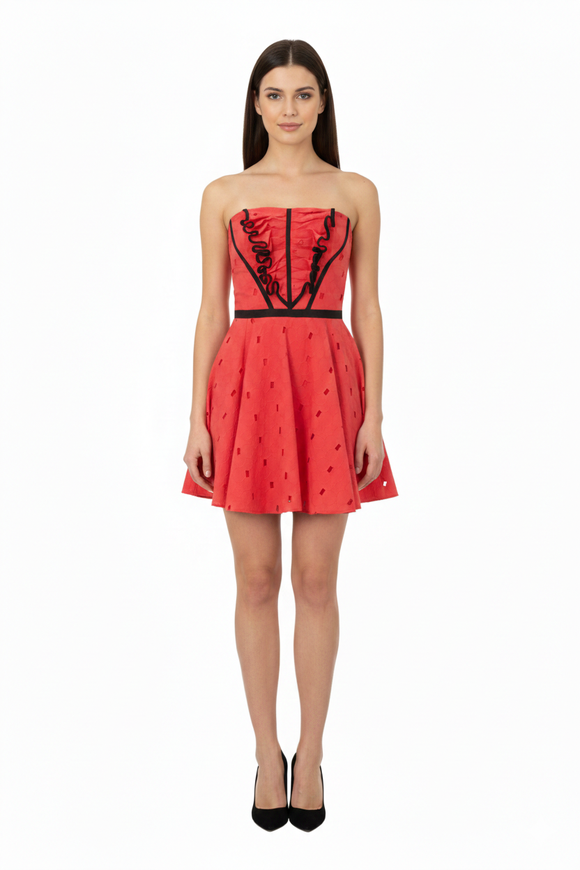 Thumbnail: Karen Millen Orange Broderie Dress - DJ142