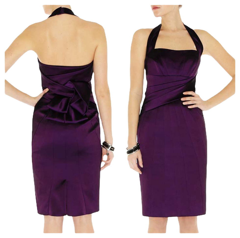 Thumbnail: Karen Millen Purple Halter Satin Dress - DN261