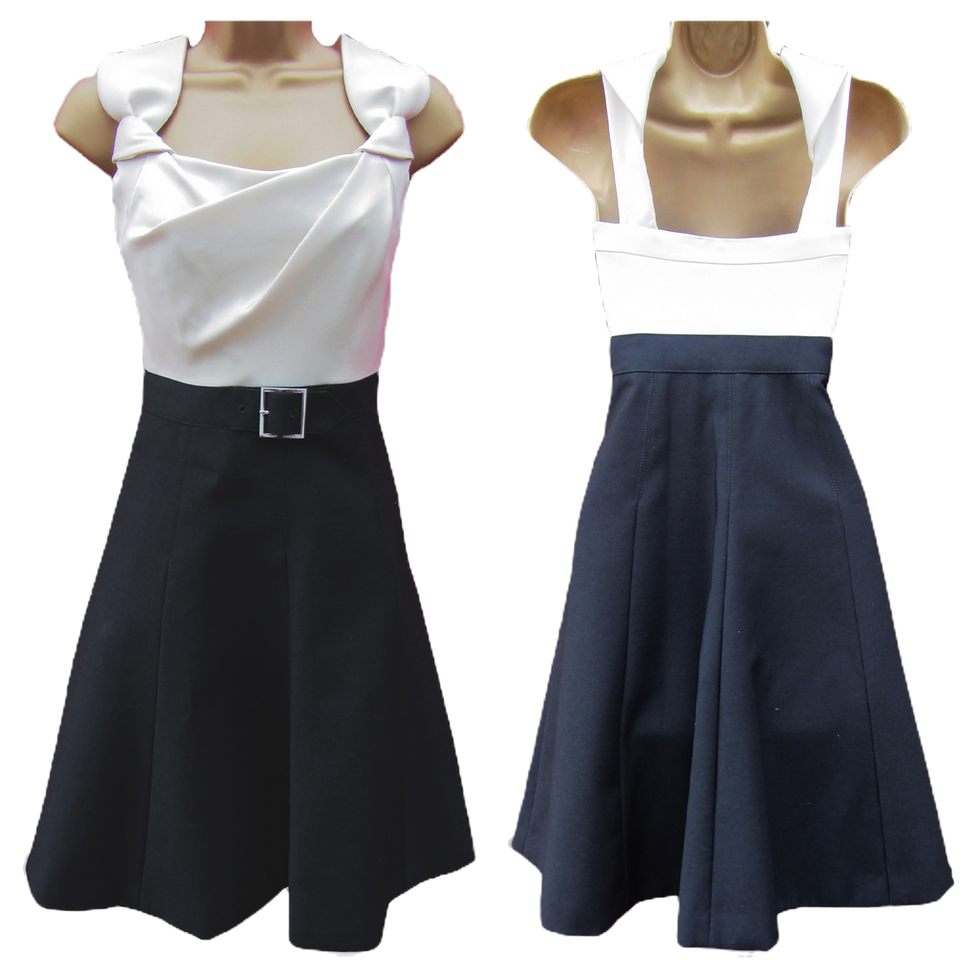 Thumbnail: Karen Millen Black & Ivory Colourblock Dress - DP111