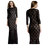 Thumbnail: Honor Gold Black Floral Lace Fishtail Maxi - LEANNE