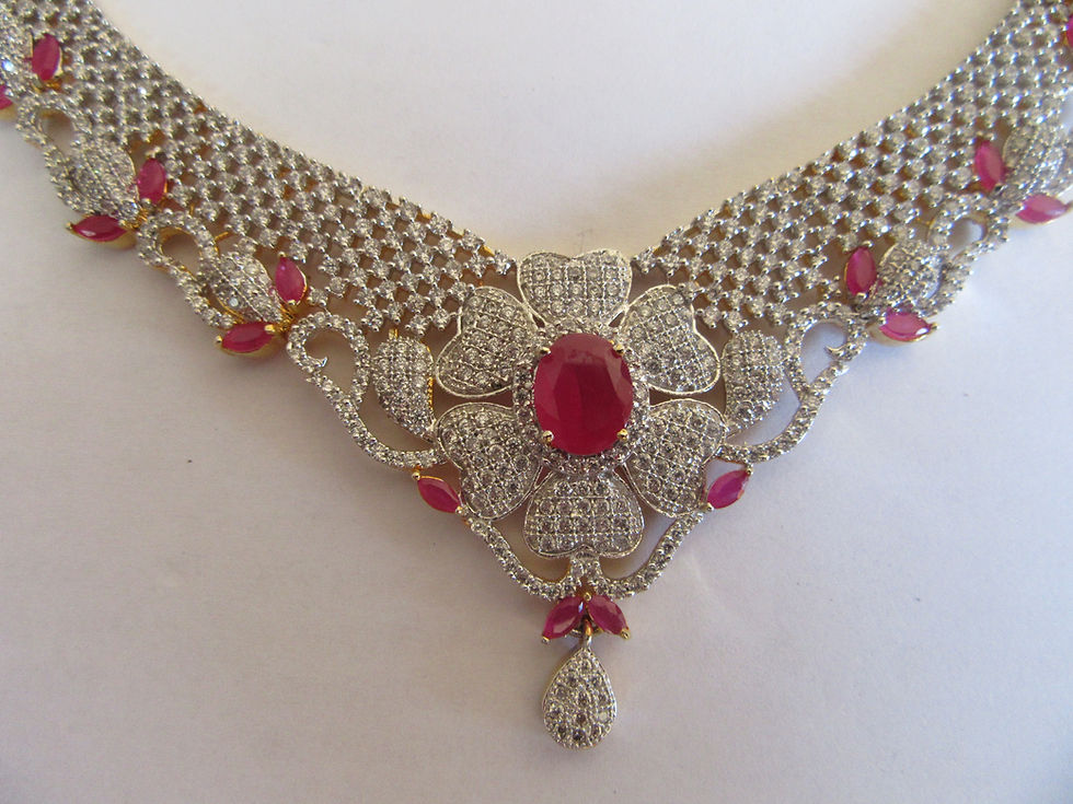 Thumbnail: Women "Where Love Blossoms" Necklace and Earrings Set - Pink