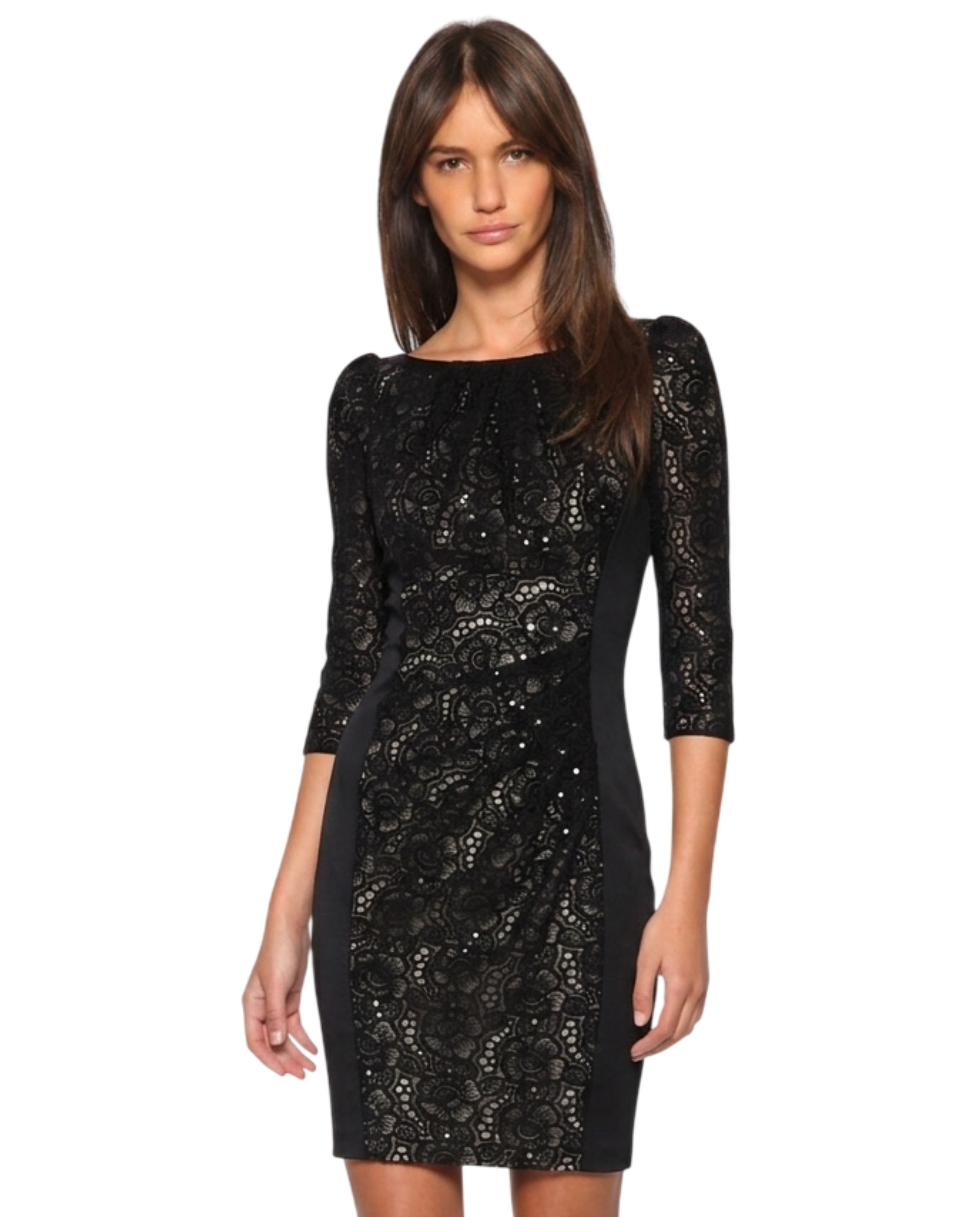 Karen Millen Wollen Mix Satin & Lace Tuxedo Dress - DK175