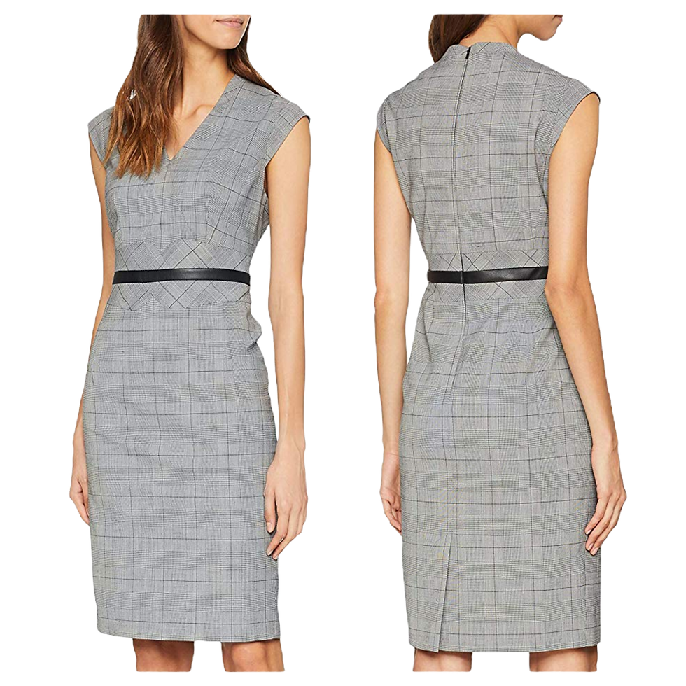 Thumbnail: Karen Millen Grey Tweed Checked Dress - DD019