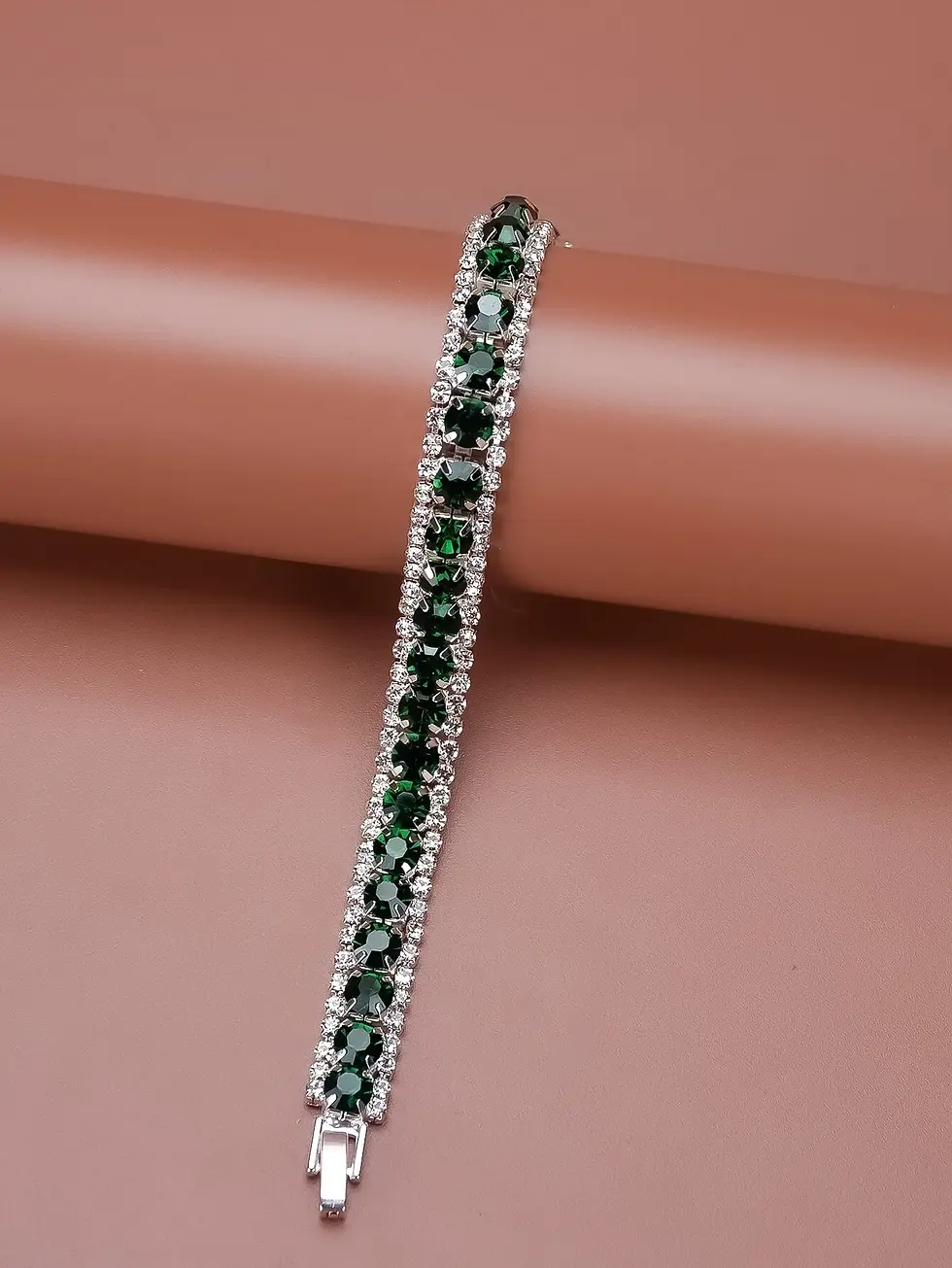 Thumbnail: Jade Lion Silver Rhinestone Bracelet