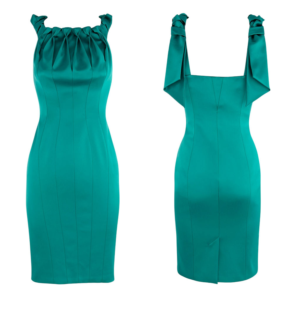 Thumbnail: Karen Millen Green Satin Dress - DM190