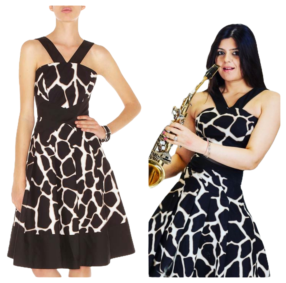 Thumbnail: Karen Millen Black & White Giraffe Animal Print Dress - DN198