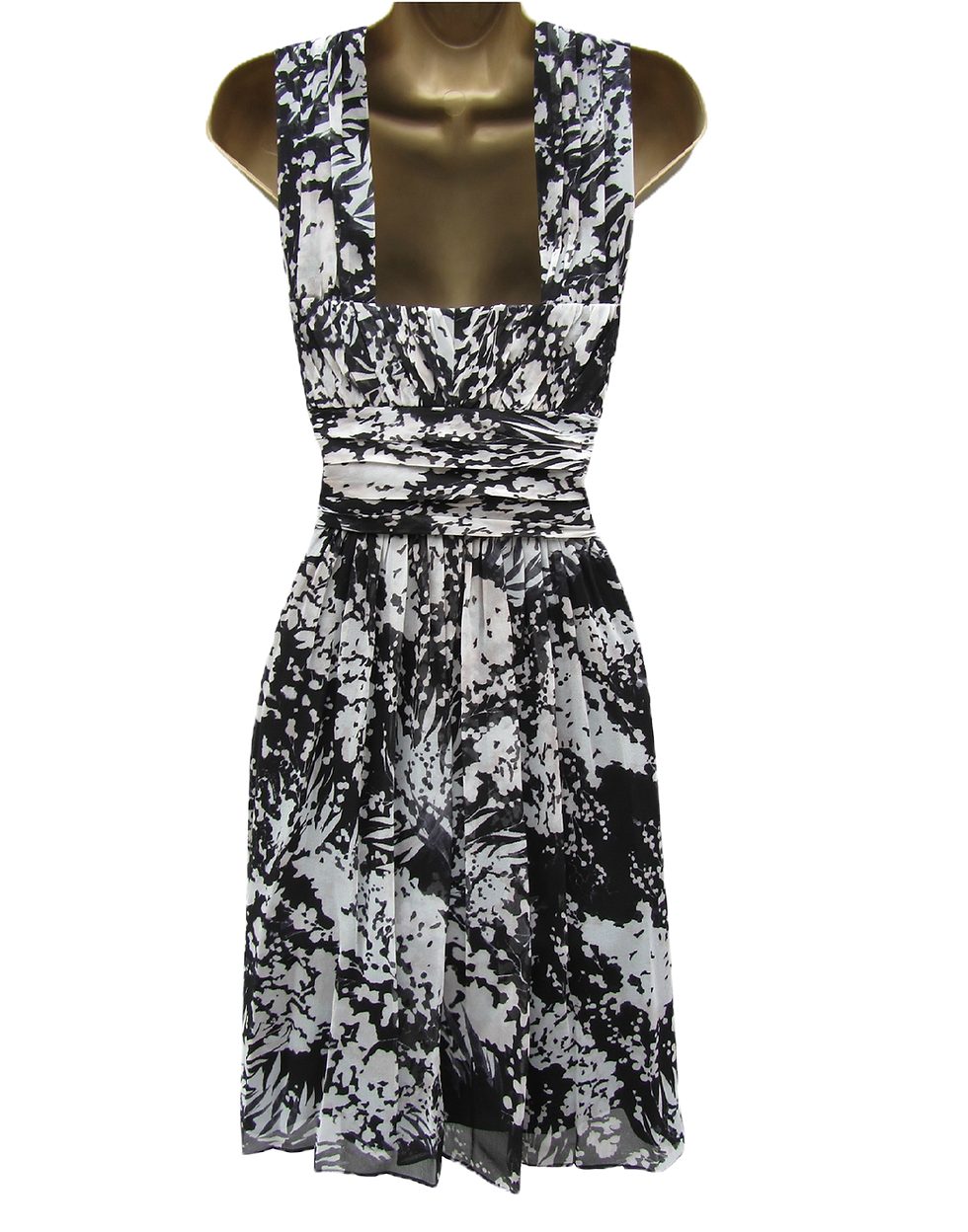 Thumbnail: Karen Millen Black & White Floral Silk Dress - DQ054