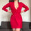 Thumbnail: Karen Millen Red Drapped Jersey Wrap Dress - DN026