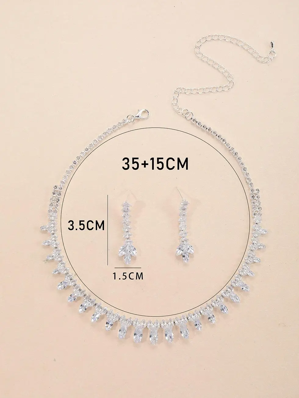 Thumbnail: Jade Lion Faux Crystal CZ Floral Vine Leaf Necklace and Earrings Set